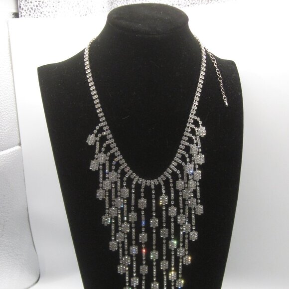 Vintage Bling Rhinestone Statement Necklace - Picture 3 of 5